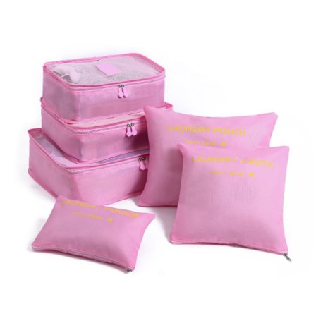 6 stk Opbevaringsposer Kuffert Pakkesæt PINK