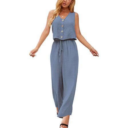 Kvinnor Enfärgade 2-delade Outfits Elastisk Midja Hemkläder