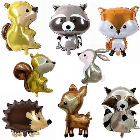 8 Djungel Djur Ballonger, Jätte Ballonger i Aluminiumfolie, Födelsedag Ballong, XXL Aluminium-Helium Djurhuvud Ballonger för Bröllop Baby Shower Par
