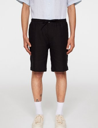 J. Lindeberg Brady Drape Linen Shorts - Black - 46