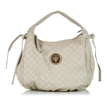 Gucci Vintage, Guccissima Shoulder Bag Leather Calf Italy Wit, Dames, Maat:ONE Size