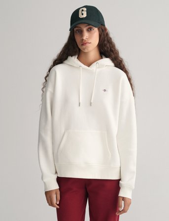 GANT Rel Shield Hoodie - White - XL