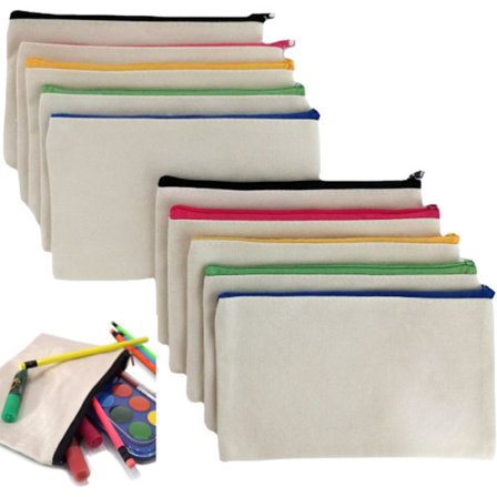 10 stk. DIY tomme penalhuse i stof, toilettaske til rejser, multifunktionelle penalhuse i stof, male kosmetisk makeup taske, brudepige