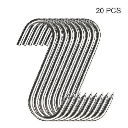 20 stk. Kødkroge i rustfrit stål med spids spids til slagterbutik til køkken varm- og koldrøgning Praktisk krog-FQ-