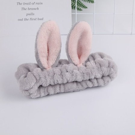 Spa Pannband Kanin Öron Makeup Pannband GRÅ - high quality