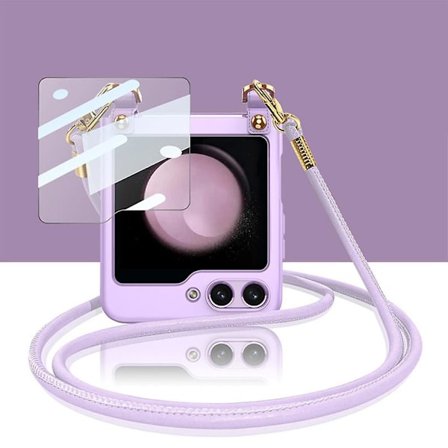 Fodral för Z Flip 6, Smalt PC Matt Skyddande Omslag för Samsung Galaxy Z Flip 6 med Axelrem & Skärmskydd