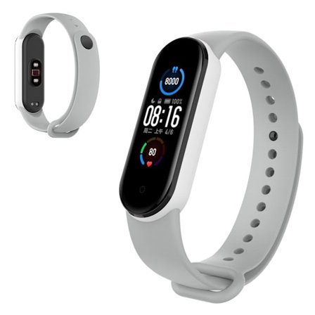 Xiaomi Mi Band 5 kestävä kaksivärinen kellonauha - Harmaa / Valkoinen