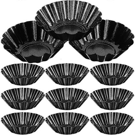 12 stk. Tærteforme i kulstofstål Genanvendelige muffinsforme til køkken
