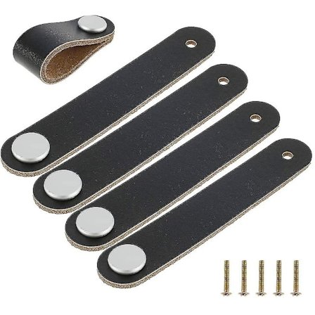 5 st Möbler Handtag Läder Handtag Skåp Handtag Låda Skåp Handtag Draghandtag Med Skruvar Tillbehör För Kökskåp Skåp Bad