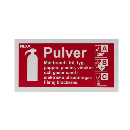 NEXA Skylt Brandsläckare pulver 10x20cm - Lyreco - Skyddsutrustning - Brandsäkerhet - Brandskyltar