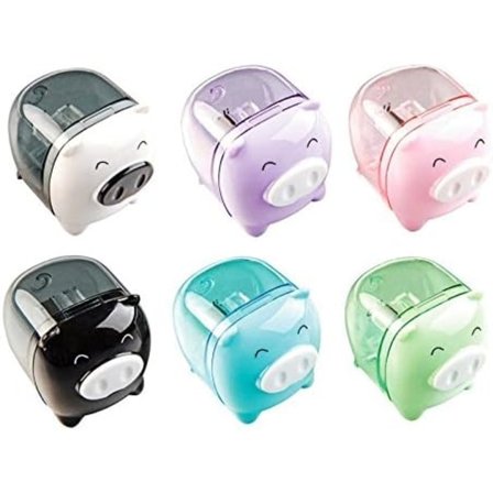 IC 5 st Söta pennvässare tecknad minigris handhållna vässare blandade färger