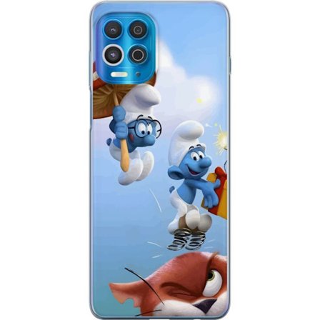 Kompatibelt Mobilskal till Motorola Motorola Edge S Smurfarna tecknad blå figurer retro affisch serie Schtroumpfs barndoms barndom serie design