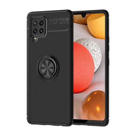 Samsung Galaxy A12 - Stilrent Praktiskt Skal Med Ringhållare Svart
