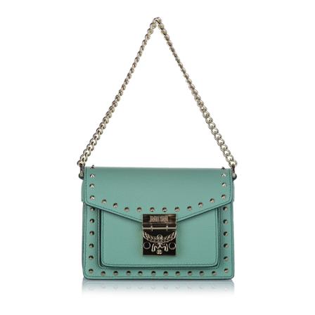 MCM Pre-owned, Studded Patricia Leather Blauw, Dames, Maat:ONE Size