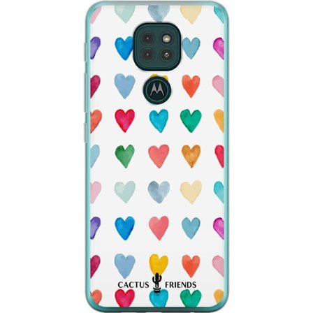 Kompatibelt Mobildeksel til Motorola Motorola Moto G9 Play Cactus and Friends - Watercolor Love Grid