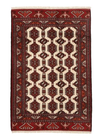 Hand Knotted Persian Turkaman Rug 131X196 Black/Dark Red
