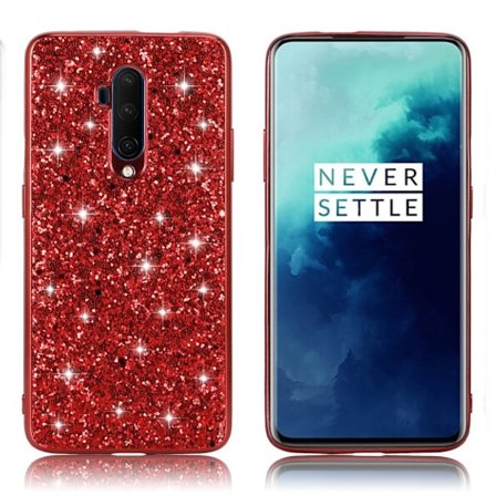 Glitter OnePlus 7T Pro cover - Rød