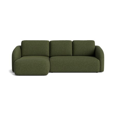 Savona Chaiselongue-Schlafsofa links mit Stauraum, Aragon Grün, Modernes Design, Bettfunktion, Bettkasten, Komfortable Polsterung, 94cm Höhe