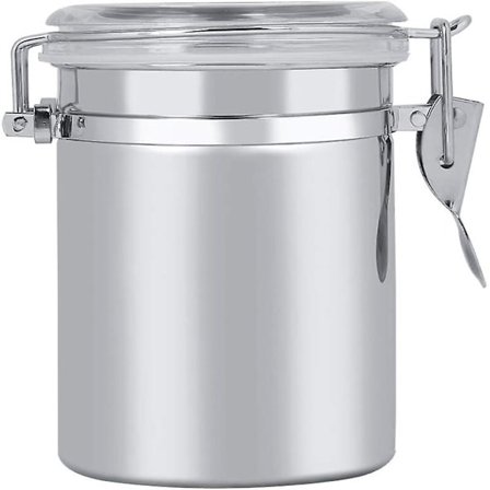 Lufttæt Opbevaringsbeholder til Mad, Rustfrit Stål Kaffebeholder Med Klar Låg Og Robust Låsebeslag Madopbevaring Til Køkken Kaffe Bønner Korn T