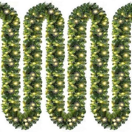 Julgirlang med belysning 5m 100 LED-lampor belyst inomhus utomhus grön juldekoration juldekoration girlang grangirlang varmvit
