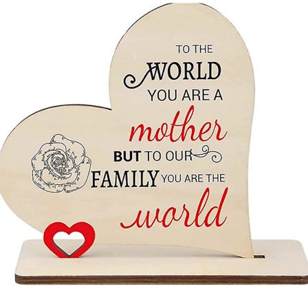 Hjärtformad mors dag-present, handgjord träplakett, hjärtformad prydnad