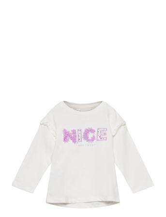 Embossed Long-Sleeved T-Shirt Mango White