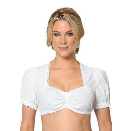 Dirndl-bluse med Ruffles Hvit - Tradisjonell Elegant Bayerisk Oktoberfest Klippet Bluse hg