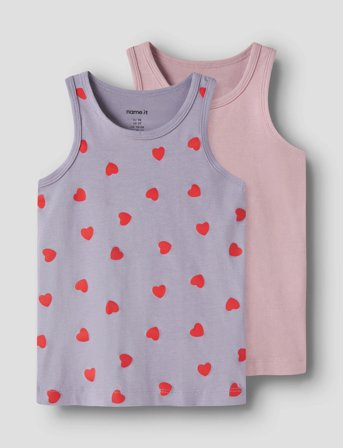 name it Nmftank Top 2P Lavender Hearts Noos - Grey - 86