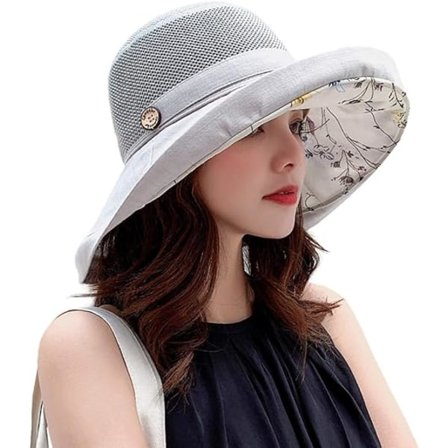 Kvinners Mesh Solhatter Sommer Strand UV Beskyttelse UPF Pakkbar Bred Brede Hakesnor