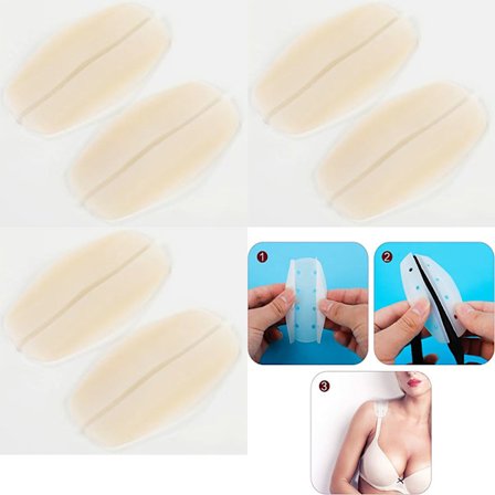 6 stk/3 par (farge) Anti-Skli Pads for BH-stropper, Silikon BH