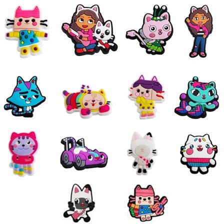 14 stk/sæt Gabbys dukkehus dekoration Anime sko charms Søde sandaler sko tilbehør PVC badges til børn julegave