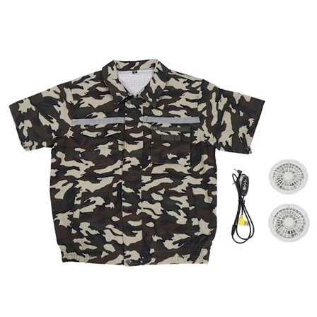 Kjølejakke med vifter for utendørs sykling, kamuflasje, lett, kortærmet, solbeskyttelse