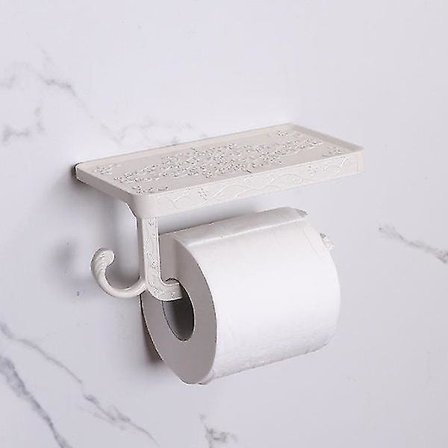 Vintage Dekor Tyylinen WC-paperiteline Puhelintelineellä ja Kylpyhuonekoukulla Valkoinen