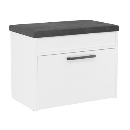 Skoskåp med sits och förvaringsutrymme - Parma Mini | Färg: Vit | Mått: 60x35x49 cm