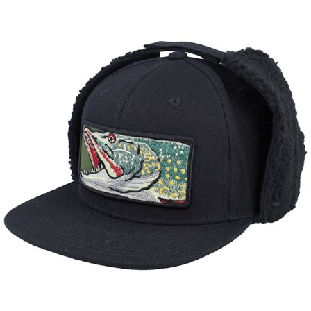Skillfish - Černá earflap Kšiltovka - Big Pike Vintage Black Ear Flap Snapback @ Hatstore