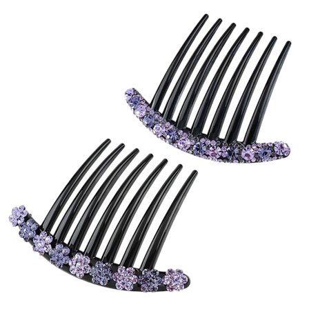 2 stk. 7-tanns hårsidekammer Rhinestone Blomster Twist Kammer Rhinestone Blomst Hårnål Dekorative Hårkammer Tilbehør for Kvinner (2 stiler), Stil 6