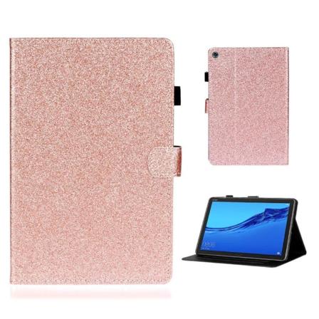 Huawei MediaPad M5 Lite 10 glitter kiiltävä nahkainen kotelo - Ruusukulta Pink