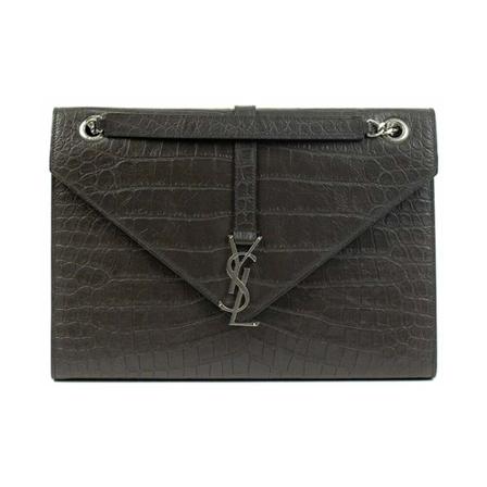 Saint Laurent Vintage, Pre-owned Sac Enveloppe Zwart, Dames, Maat:ONE Size,Zilver