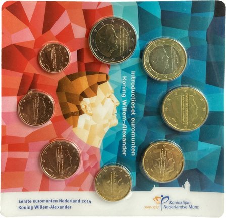 Holland 2014 - Introduktionssæt - Kong WAs første mønter - Møntsæt BU