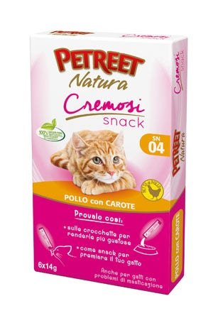 Petreet Natura Cremosi Snack Pollo Con Carote Snack Per Gatti