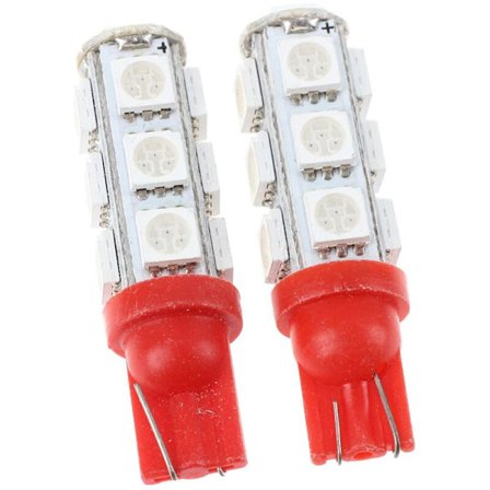 T10 W5W 13 SMD LED 5050 HID Parkering Lampor Inredning Ljus Glödlampa Röd 2st per förpackning