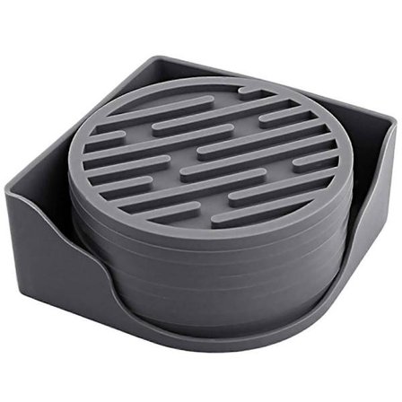 8 st Silikon Runda Glasunderlägg Skyddar Vinglas Halkfri Dräneringsbar