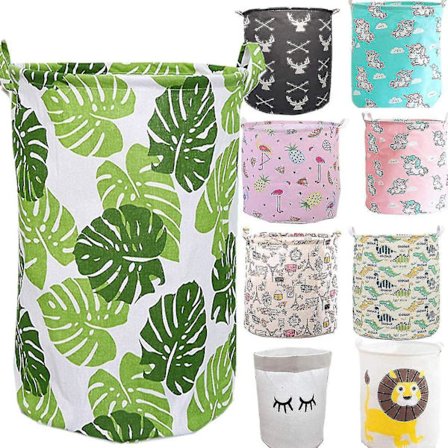 Vasketøjskurv Stor Vasketøjskurv Opbevaringskurv, Rund Let Lærred Gavekurve Til Børn,