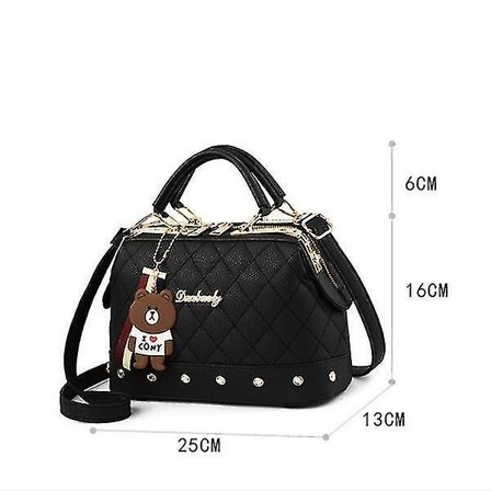 Ny Lingge liten doft damväska Axelväska Messenger Bag Mjuk läderväska Fyrkantig väska (svart)