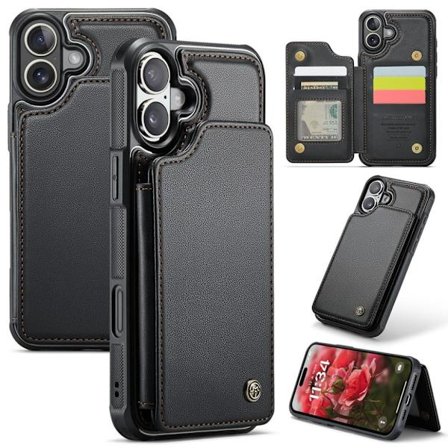 CASEME iPhone 16 Case with 5 Card slots - Black