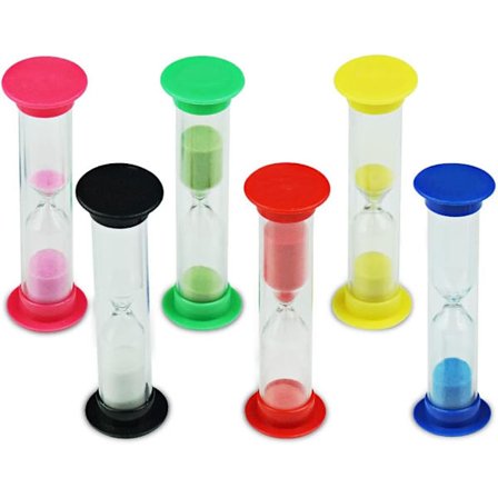 (6 stk.) timeglas farvet sandtimer køkken tidsstyring