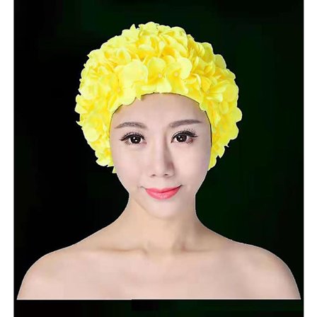 Vintage Blomsterblad Retro Svømmehette Svømmehetter For Kvinner Gul