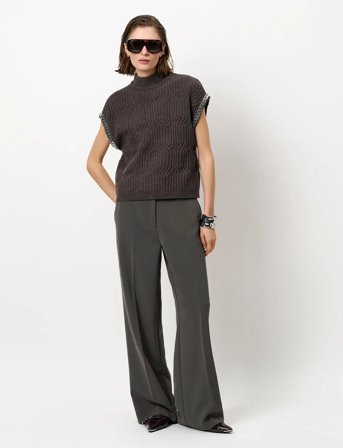 Dante6 Dante6-Meloe Sleeveless Chain Sweater - Brown - L