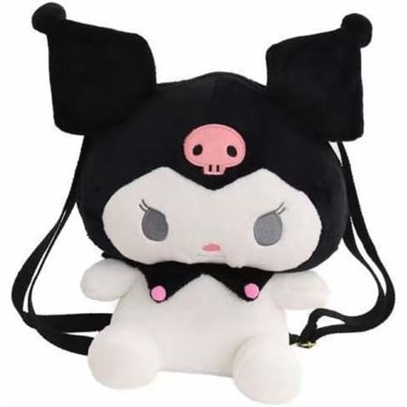 Kawaii plysj ryggsekk for jenter kvinner søt tegneserie plysj veske myk skole Black Kuromi