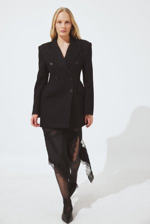 Janni Delér x NA-KD Long Hourglass Blazer - Lang Blazers - Sort - EU 40